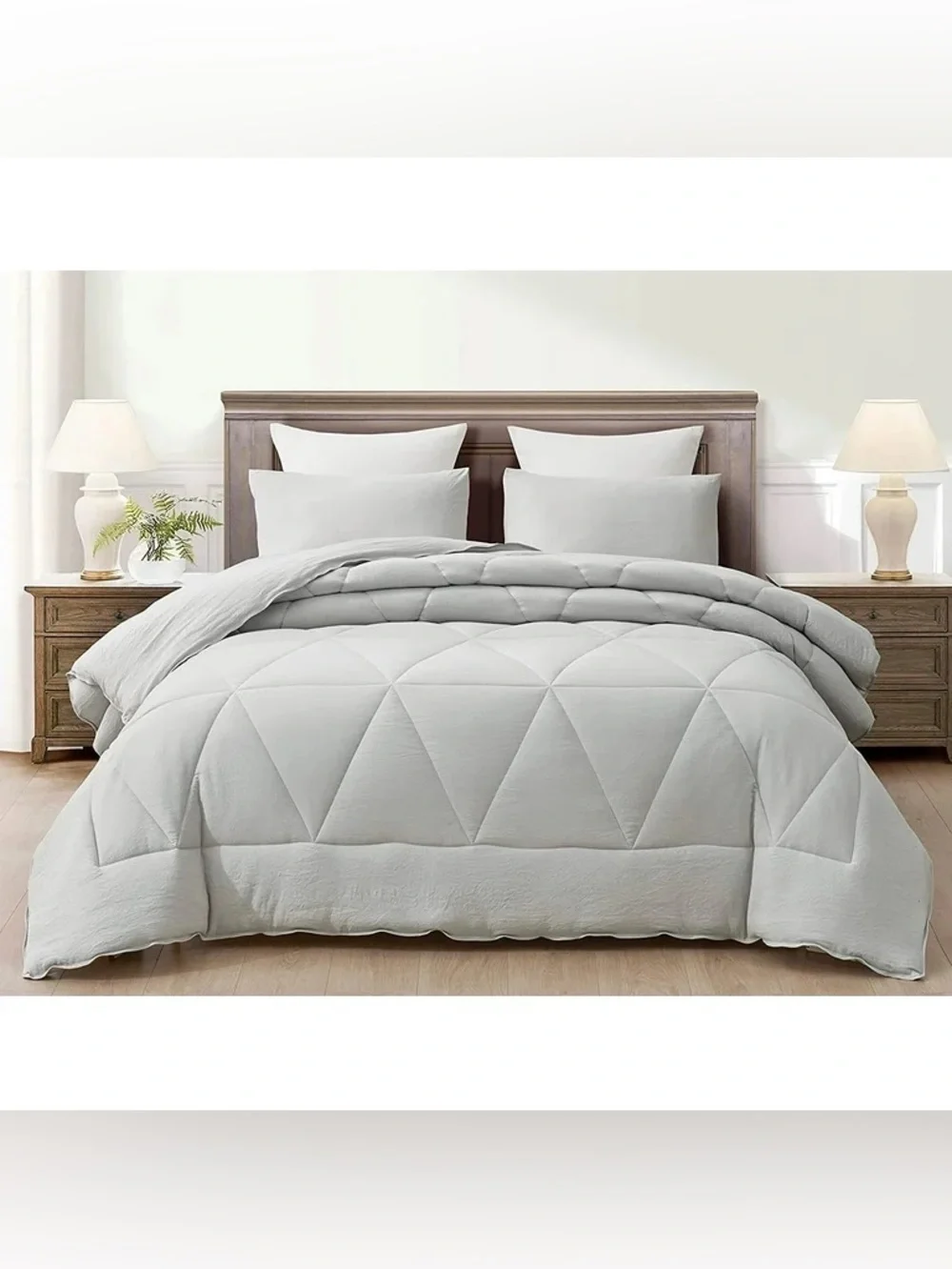 Light Gray 3 piece king Quilted Microfiber Comforter